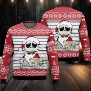 Jack Skellington Christmas Dept Santa Ugly Christmas Sweater Red