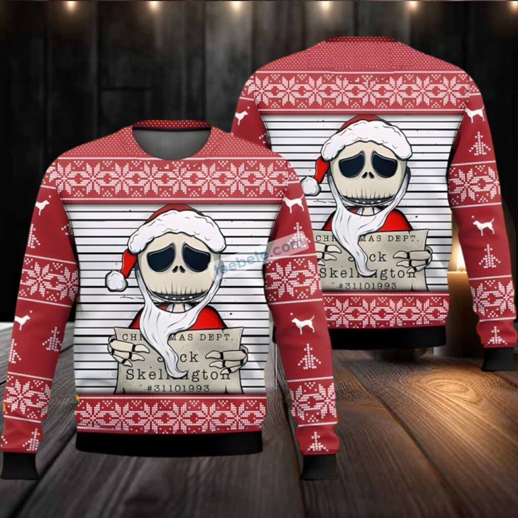 Jack Skellington Christmas Dept Santa Ugly Christmas Sweater Red Jack Skellington Christmas Dept Santa Ugly Christmas Sweater Red