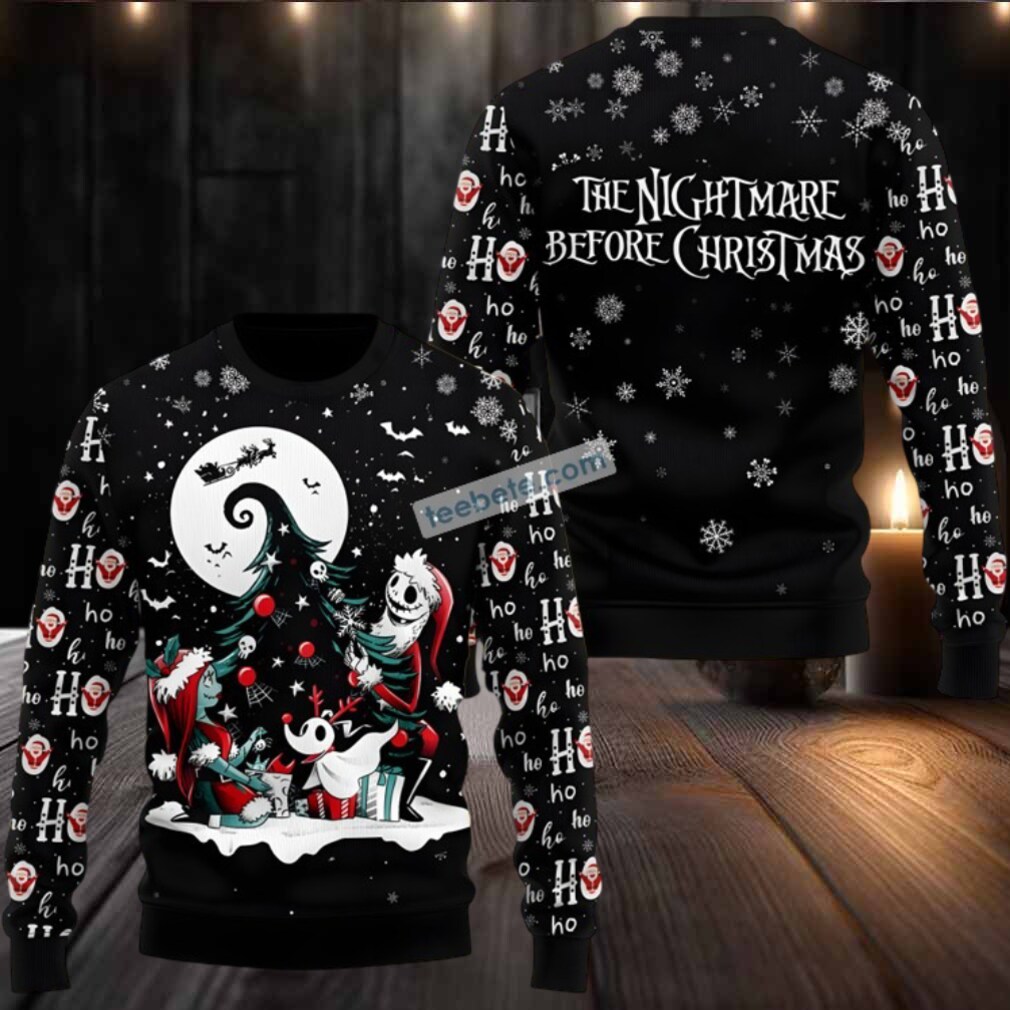 Jack Skellington Christmas Tree Ho Ho Ho Ugly Christmas Sweater Black Jack Skellington Christmas Tree Ho Ho Ho Ugly Christmas Sweater Black