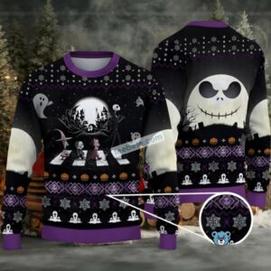 Jack Skellington Lock Ugly Christmas Sweater Best Black Purple