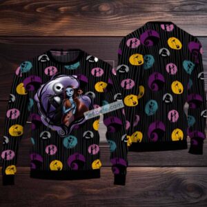 Jack Skellington Love Sally Ugly Christmas Sweater Vacation Black