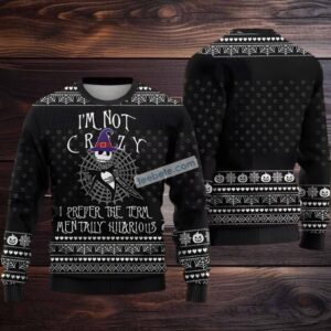 Jack Skellington Men Ugly Christmas Sweater Im Not Crazy Witch Black
