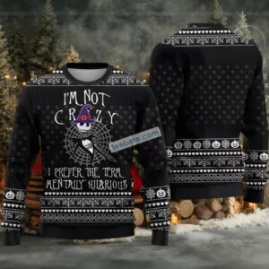 Jack Skellington Men Ugly Christmas Sweater Im Not Crazy Witch Black