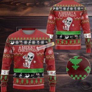 Jack Skellington Merry Christmas Ugly Christmas Sweater Red