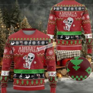 Jack Skellington Merry Christmas Ugly Christmas Sweater Red