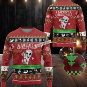 Jack Skellington Merry Christmas Ugly Christmas Sweater Red