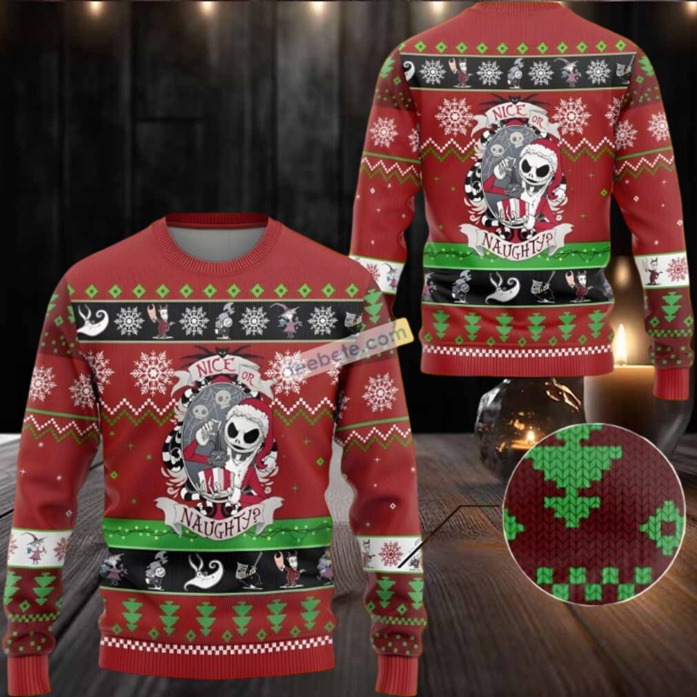 Jack Skellington Nice Or Naughty Ugly Christmas Sweatshirt Best Red Jack Skellington Nice Or Naughty Ugly Christmas Sweatshirt Best Red