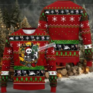 Jack Skellington Pumpkin Christmas Plan Ugly Christmas Sweater Red