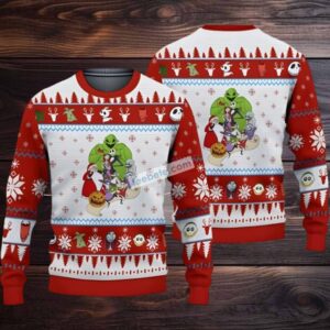 Jack Skellington Sally And Boogie Ugly Christmas Sweater Funny Adults Red White