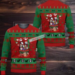 Jack Skellington Sally Clown Lock Zero Ugly Christmas Sweater Vintage Red Green