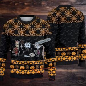 Jack Skellington Sally Lock Shock And Barrel Ugly Christmas Sweater Mens Black
