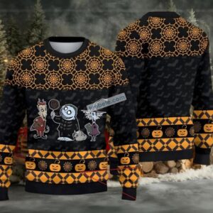 Jack Skellington Sally Lock Shock And Barrel Ugly Christmas Sweater Mens Black