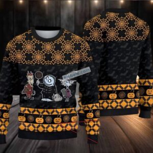 Jack Skellington Sally Lock Shock And Barrel Ugly Christmas Sweater Mens Black