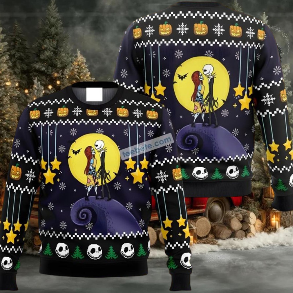 Jack Skellington Sally Pumpkin Ugly Christmas Sweater Purple Black Jack Skellington Sally Pumpkin Ugly Christmas Sweater Purple Black
