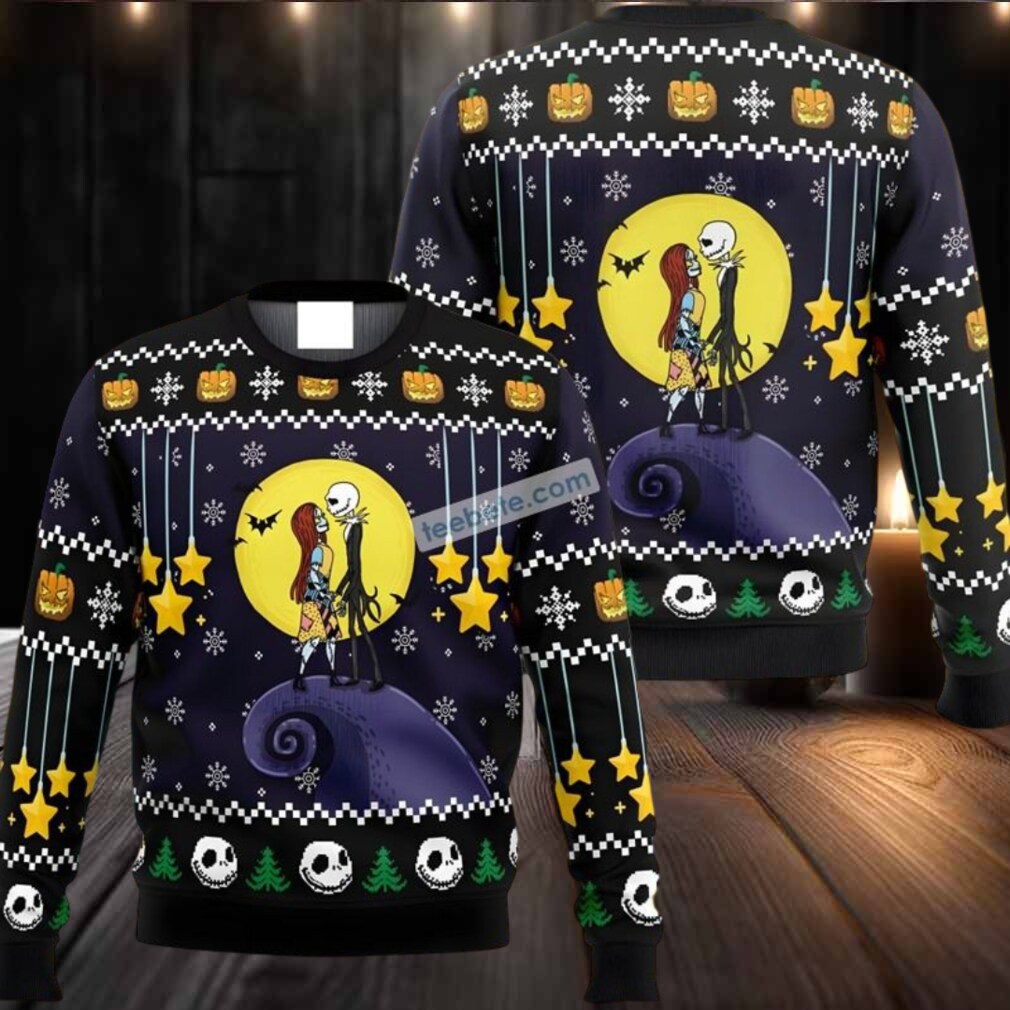 Jack Skellington Sally Pumpkin Ugly Christmas Sweater Purple Black Jack Skellington Sally Pumpkin Ugly Christmas Sweater Purple Black