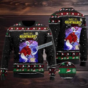 Jack Skellington Santa Amazing Nightmares Ugly Christmas Sweater Mens Black