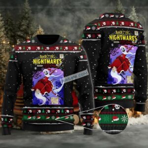 Jack Skellington Santa Amazing Nightmares Ugly Christmas Sweater Mens Black