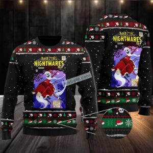 Jack Skellington Santa Amazing Nightmares Ugly Christmas Sweater Mens Black