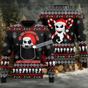 Jack Skellington Santa Regret Nothing Ugly Christmas Sweater Naughty Black