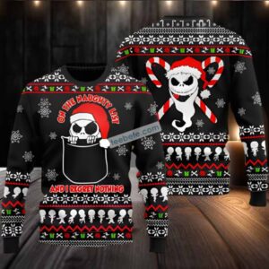 Jack Skellington Santa Regret Nothing Ugly Christmas Sweater Naughty Black