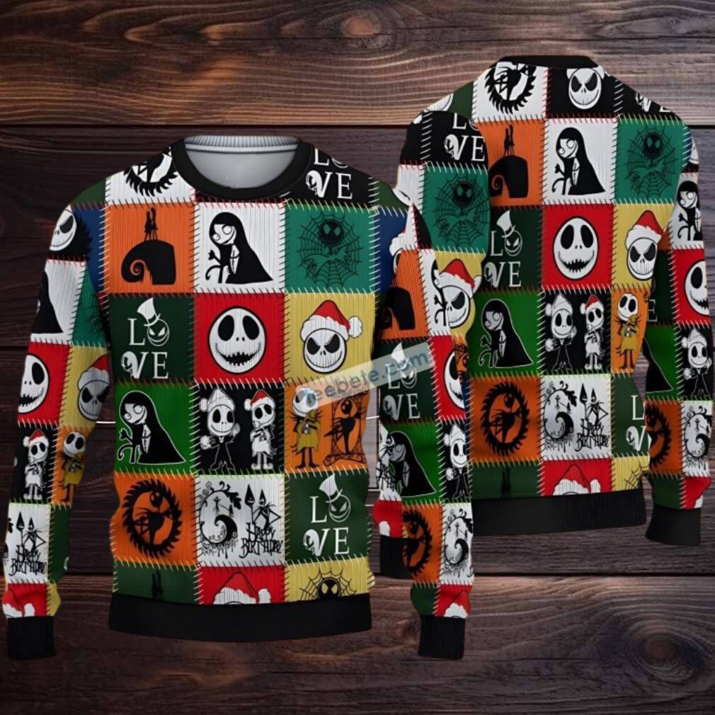 Jack Skellington Santa Sally Love Ugly Christmas Sweatshirt Jack Skellington Santa Sally Love Ugly Christmas Sweatshirt