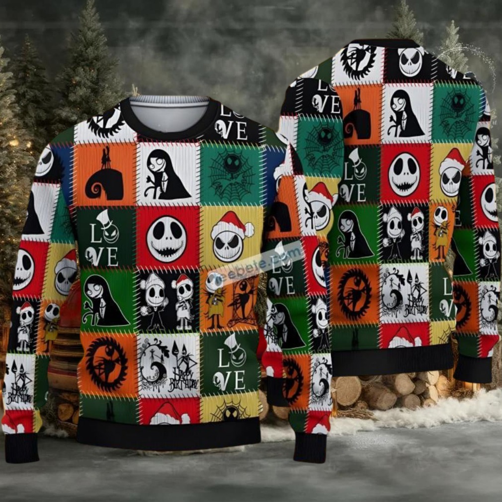 Jack Skellington Santa Sally Love Ugly Christmas Sweatshirt Jack Skellington Santa Sally Love Ugly Christmas Sweatshirt