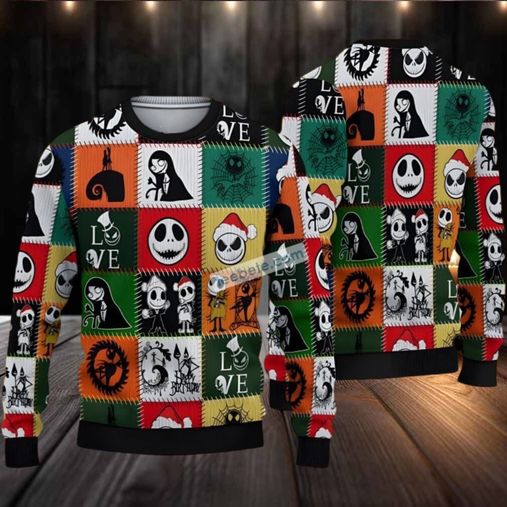 Jack Skellington Santa Sally Love Ugly Christmas Sweatshirt Jack Skellington Santa Sally Love Ugly Christmas Sweatshirt