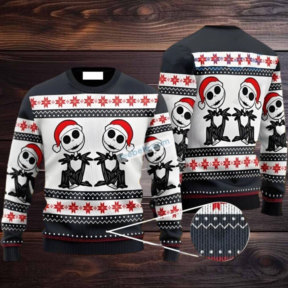 Jack Skellington Santa Ugly Christmas Sweater Couples White Jack Skellington Santa Ugly Christmas Sweater Couples White