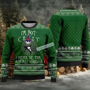 Jack Skellington Teen Ugly Christmas Sweater Im Not Crazy Witch Green