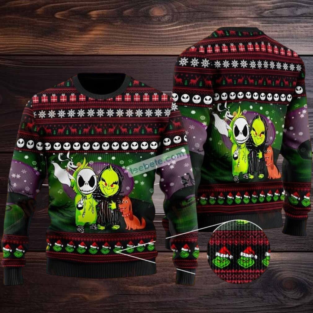 Jack Skellington The Grinch Ugly Christmas Sweater Best Black Green Jack Skellington The Grinch Ugly Christmas Sweater Best Black Green