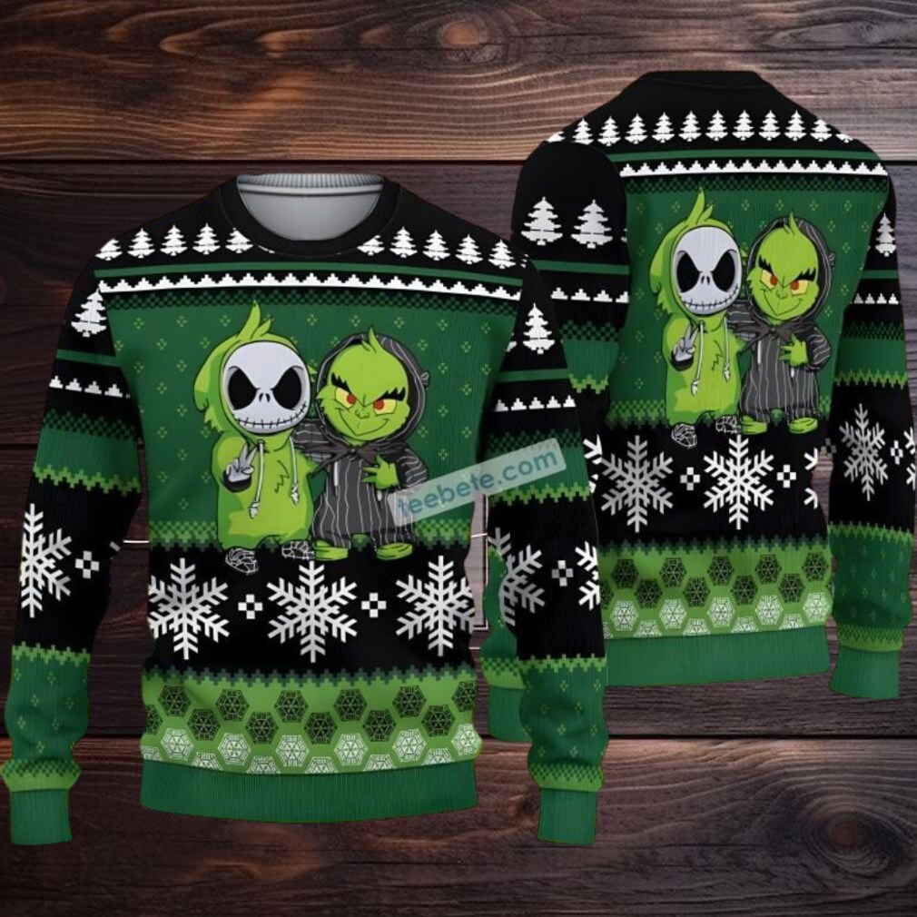 Jack Skellington The Grinch Ugly Christmas Sweater Party Green Jack Skellington The Grinch Ugly Christmas Sweater Party Green