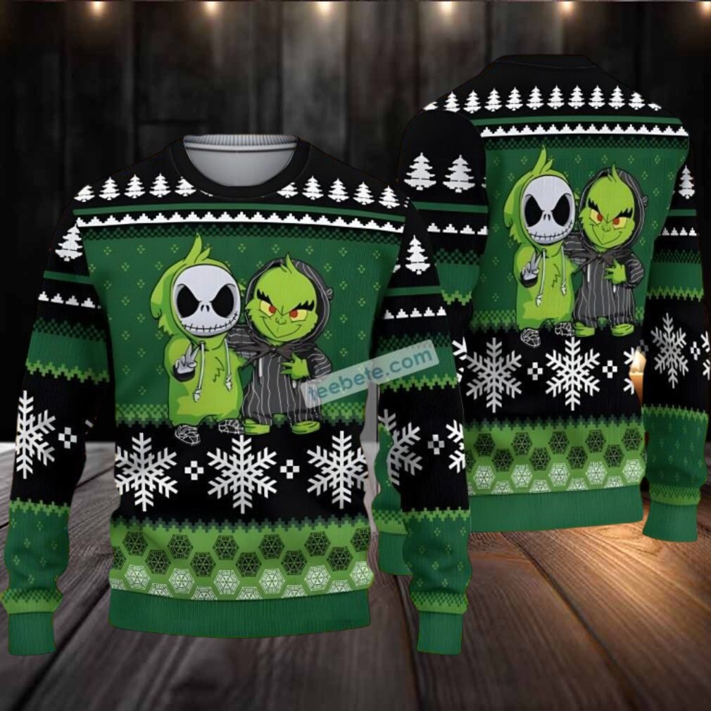 Jack Skellington The Grinch Ugly Christmas Sweater Party Green Jack Skellington The Grinch Ugly Christmas Sweater Party Green