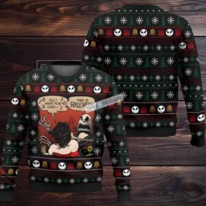 Jack Skellington This Is Halloween Ugly Christmas Sweater Crazy Black