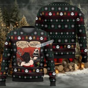 Jack Skellington This Is Halloween Ugly Christmas Sweater Crazy Black