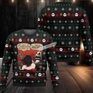 Jack Skellington This Is Halloween Ugly Christmas Sweater Crazy Black