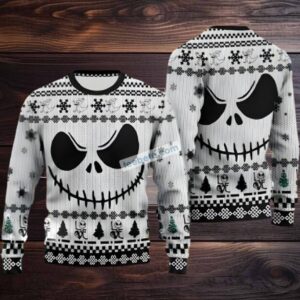 Jack Skellington Ugly Christmas Sweater Best Black White