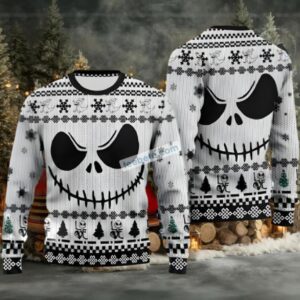 Jack Skellington Ugly Christmas Sweater Best Black White