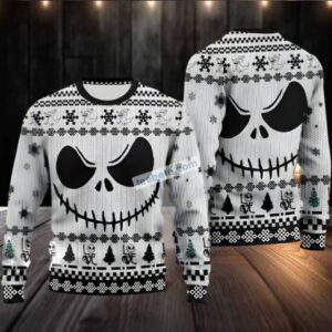 Jack Skellington Ugly Christmas Sweater Best Black White