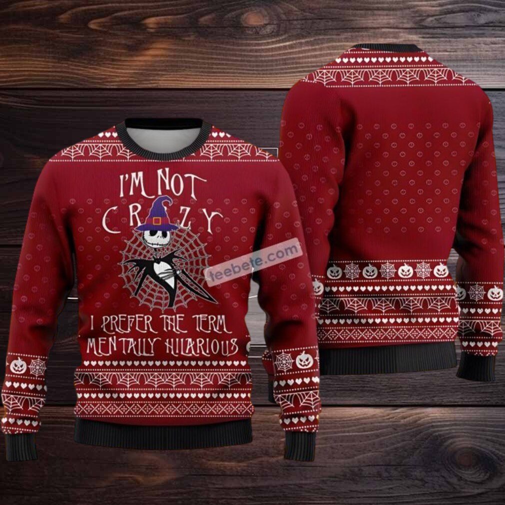 Jack Skellington Women Ugly Christmas Sweater Im Not Crazy Witch Blue Jack Skellington Women Ugly Christmas Sweater Im Not Crazy Witch Blue