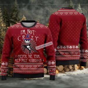 Jack Skellington Women Ugly Christmas Sweater Im Not Crazy Witch Blue
