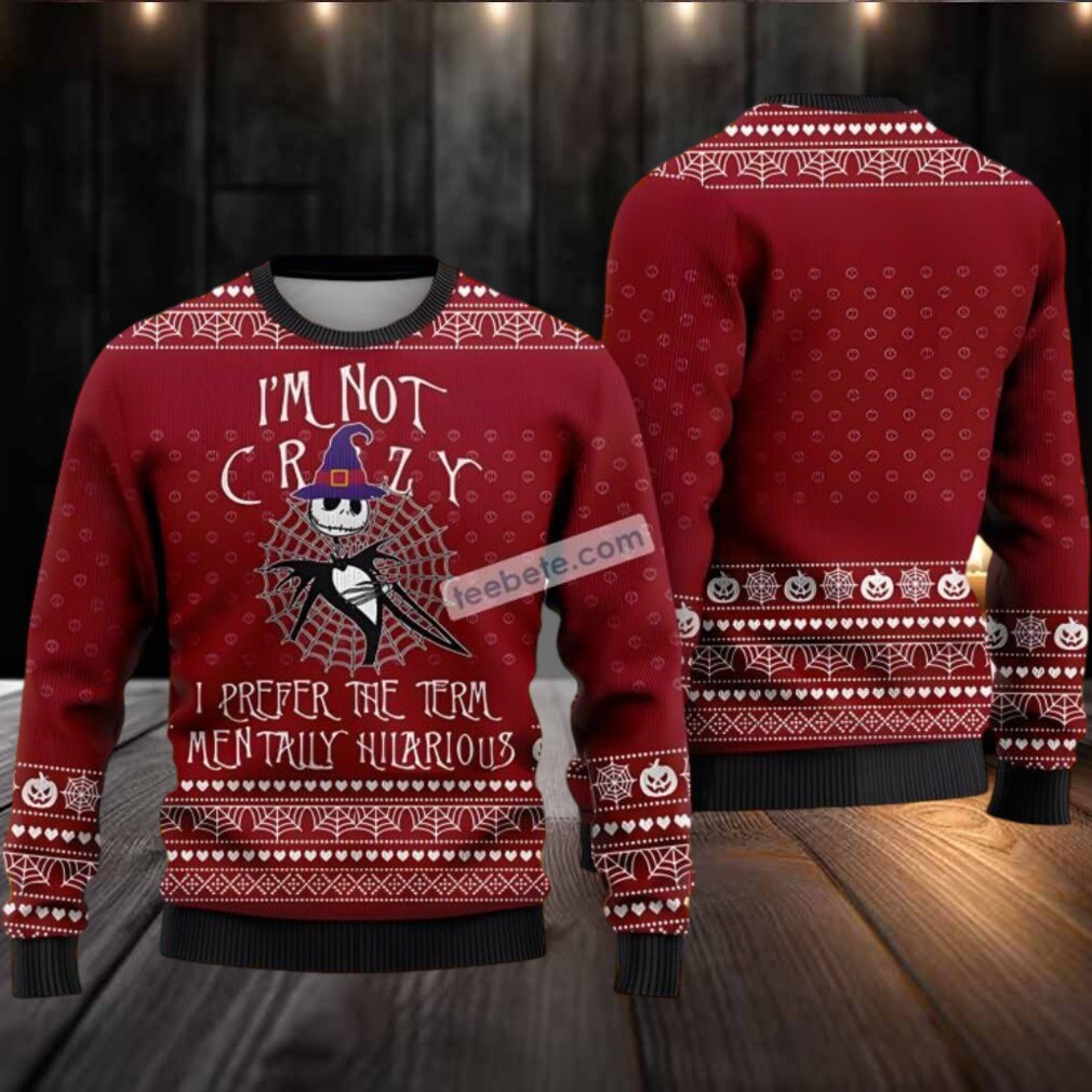 Jack Skellington Women Ugly Christmas Sweater Im Not Crazy Witch Blue Jack Skellington Women Ugly Christmas Sweater Im Not Crazy Witch Blue