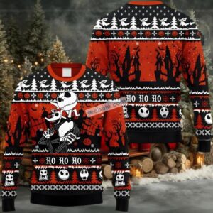 Jack Skellington Zero Nightmare Halloween Ugly Christmas Sweater Cheap Black
