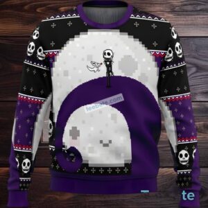 Jack Skellington Zero Ugly Christmas Sweater Purple Black