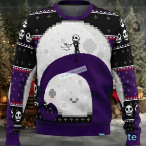 Jack Skellington Zero Ugly Christmas Sweater Purple Black
