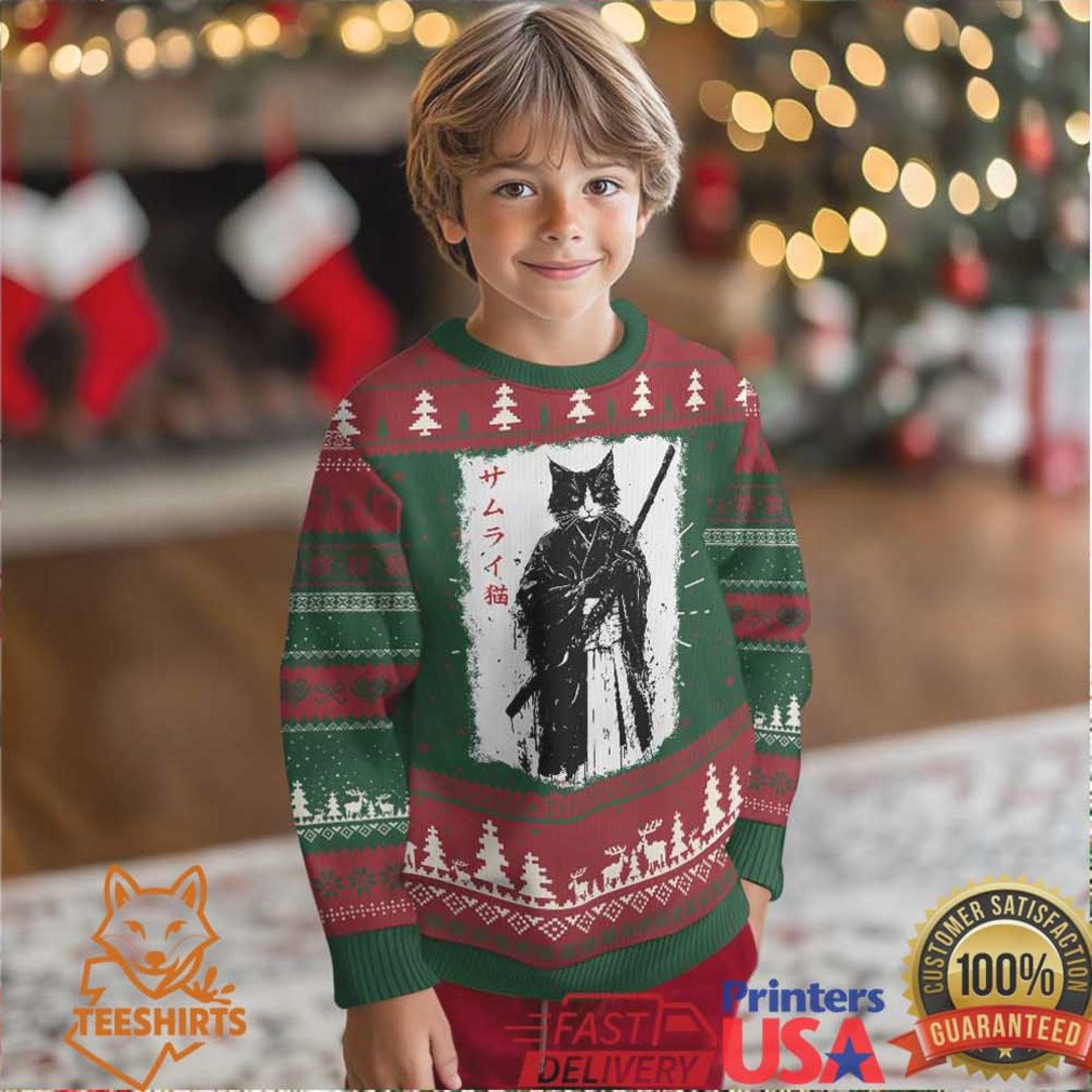 Japanese Samurai Cat Ugly Christmas Sweater Retro Vintage Ukiyo e Warrior Art Graphic Japanese Samurai Cat Ugly Christmas Sweater Retro Vintage Ukiyo e Warrior Art Graphic