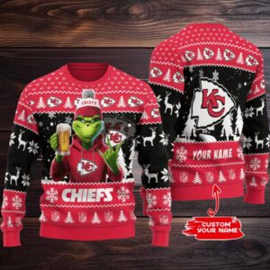 Kansas City Chiefs Grinch With Beer Ugly Christmas Sweater