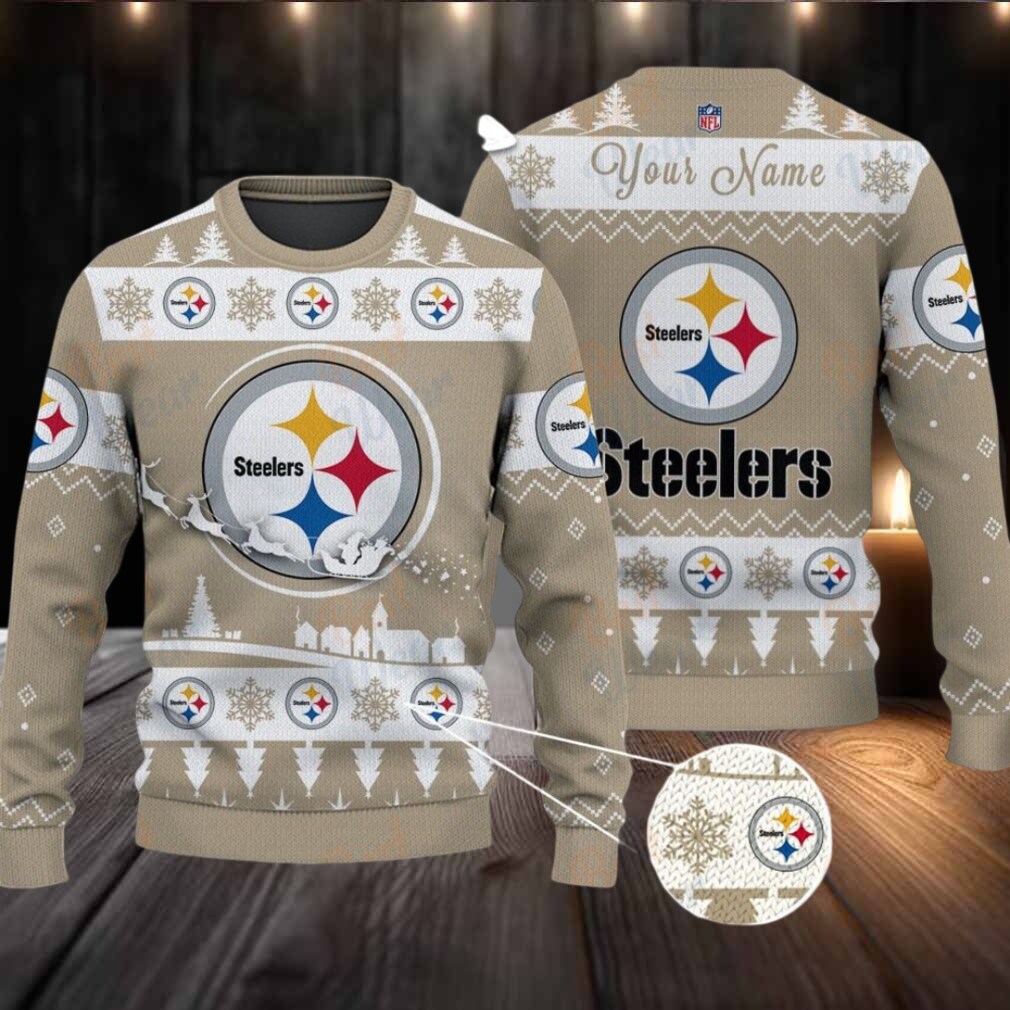 Khaki Pittsburgh Steelers NFL Ugly Christmas Sweater Name Customized (1) Khaki Pittsburgh Steelers NFL Ugly Christmas Sweater Name Customized (1)