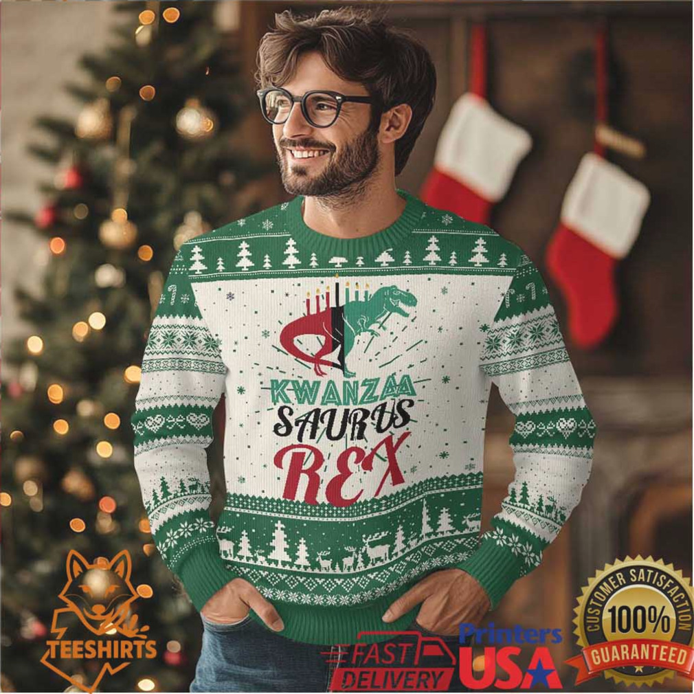Kwanzaa Saurus Rex Kinara Candles Dinosaur T rex African Heritage Ugly Christmas Sweater Kwanzaa Saurus Rex Kinara Candles Dinosaur T rex African Heritage Ugly Christmas Sweater