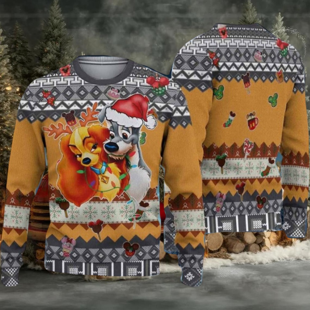 Lady And The Tramp Christmas Ugly Sweater Mens Womens For Sale Lady And The Tramp Christmas Ugly Sweater Mens Womens For Sale
