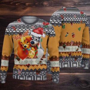 Lady And The Tramp Christmas Ugly Sweater Mens Womens For Sale
